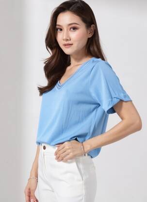 Top manches courtes manches courtes bleu DIANE LAURY femme