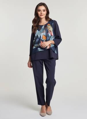 Top imprimé fantaisie manches longues bleu GREGORY PAT femme