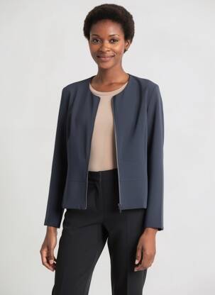 Veste casual col rond bleu DIANE LAURY femme