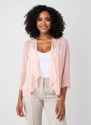Gilet manches longues manches 3/4 rose FRANCE RIVOIRE femme