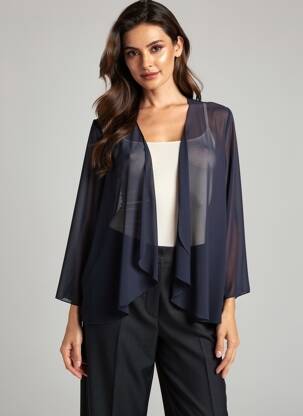Gilet manches longues manches 3/4 bleu FRANCE RIVOIRE femme