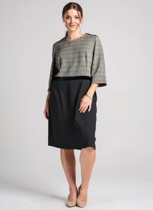 Robe mi-longue manches 3/4 manches 3/4 noir DIANE LAURY femme