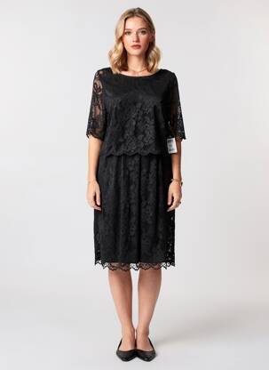 Robe mi-longue manches 3/4 manches 3/4 noir VERA MONT femme