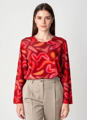 Pull coupe cintrée manches longues rouge AGATHE & LOUISE femme