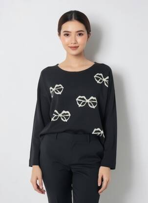 Pull stretch manches longues noir AGATHE & LOUISE femme
