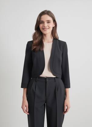 Boléro tissage crêpe noir DIAMBRE femme