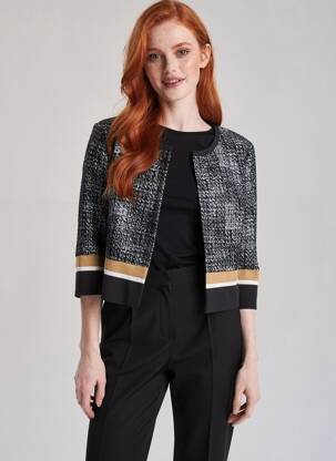 Veste chic col rond noir VERA MONT femme