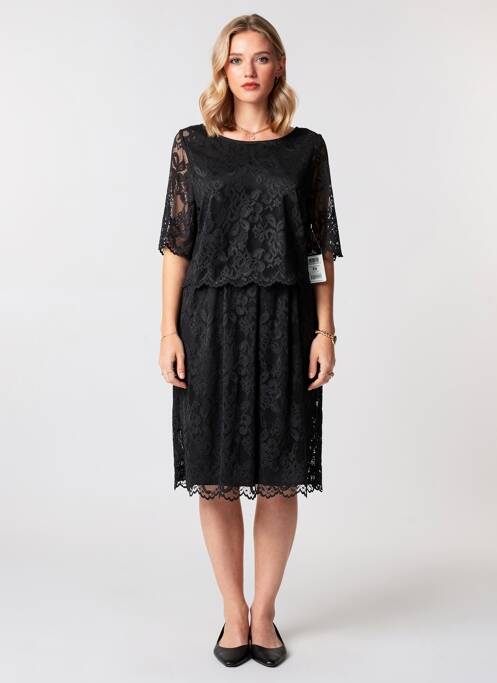 Robe mi-longue manches 3/4 manches 3/4 noir VERA MONT femme