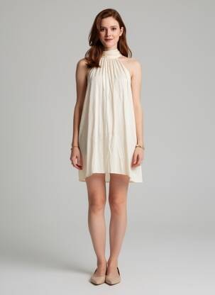 Robe courte sans manche sans manche beige GRACE & MILA femme