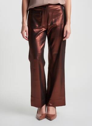 Pantalon flare stretch taille haute marron JUBYLEE femme