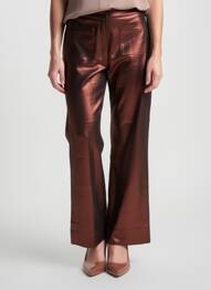 Pantalon flare stretch taille haute marron JUBYLEE femme