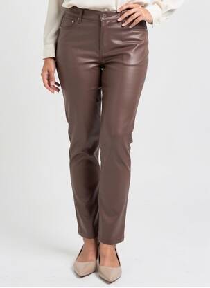 Pantalon slim poches taille haute marron TOXIK3 femme