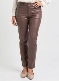 Pantalon slim poches taille haute marron TOXIK3 femme