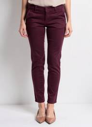 Pantalon chino fermeture zippée sous rabat boutonné taille normale rouge TOXIK3 femme