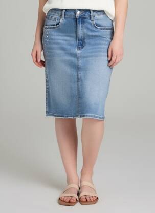 Jupe mi-longue coupe droite bleu TOXIK3 femme