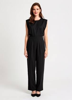 Combi-pantalon poches manches courtes noir KILKY femme