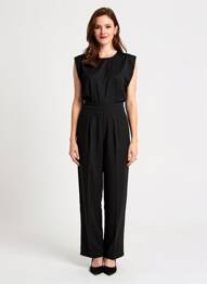 Combi-pantalon poches manches courtes noir KILKY femme