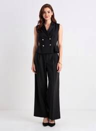 Combi-pantalon tissage crêpe sans manche noir KILKY femme