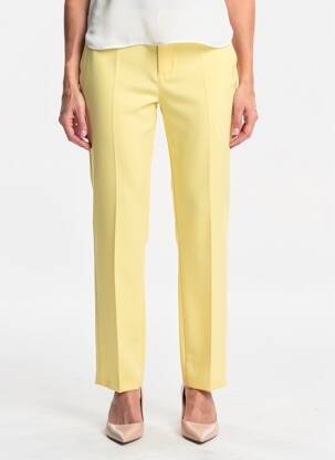 Pantalon chino fermeture zippée sous rabat boutonné taille normale jaune QUATTRO femme