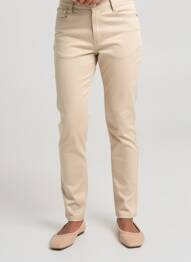 Pantalon slim tissage popeline taille normale beige QUATTRO femme
