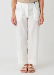 Pantalon droit tissage crêpe taille normale beige QUATTRO femme