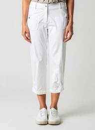 Pantalon 7/8 tissage popeline taille normale blanc QUATTRO femme
