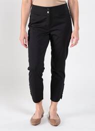 Pantalon 7/8 tissage popeline taille normale noir QUATTRO femme
