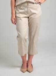 Pantalon 7/8 tissage popeline taille normale beige QUATTRO femme