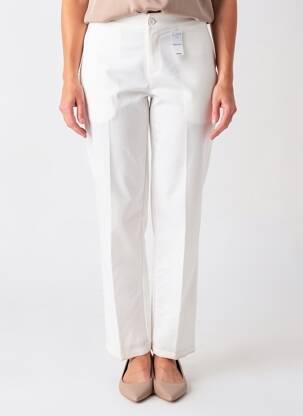 Pantalon droit fermeture zippée sous rabat boutonné blanc QUATTRO femme