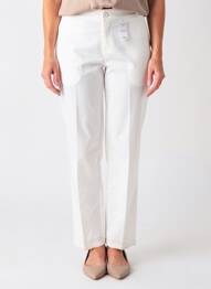 Pantalon droit fermeture zippée sous rabat boutonné blanc QUATTRO femme