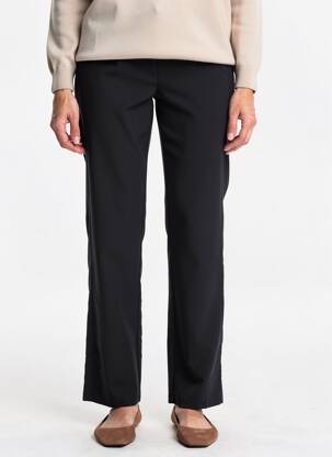 Pantalon droit fermeture zippée sous rabat boutonné noir QUATTRO femme