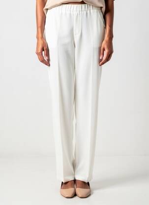 Pantalon droit taille élastique blanc QUATTRO femme