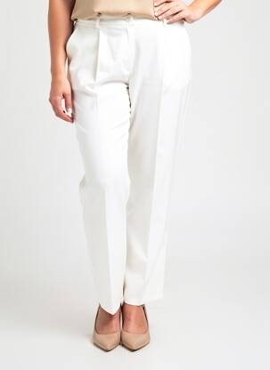 Pantalon droit fermeture zippée sous rabat boutonné blanc QUATTRO femme