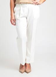 Pantalon droit fermeture zippée sous rabat boutonné blanc QUATTRO femme