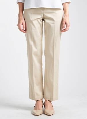 Pantalon droit taille élastique beige QUATTRO femme