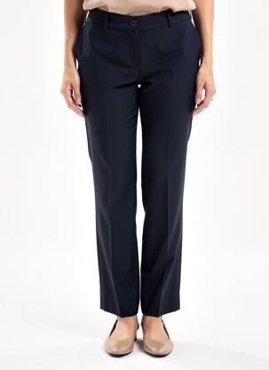 Pantalon droit fermeture zippée sous rabat boutonné bleu QUATTRO femme