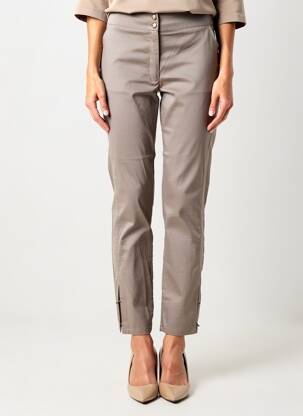 Pantalon 7/8 fermeture zippée sous rabat boutonné gris QUATTRO femme