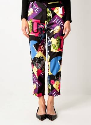 Pantalon 7/8 fermeture zippée sous rabat boutonné noir QUATTRO femme