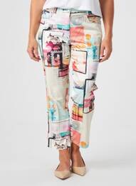 Pantalon 7/8 fermeture zippée sous rabat boutonné blanc QUATTRO femme