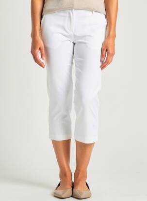 Pantalon 7/8 fermeture zippée sous rabat boutonné blanc QUATTRO femme