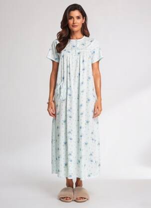 Chemise de nuit imprimé fleurs bleu ROSE POMME femme