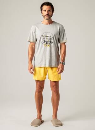 Pyjashort tissage chiné gris ROSE POMME homme