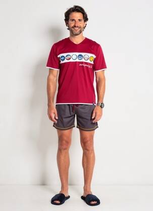 Pyjashort stretch rouge ROSE POMME homme