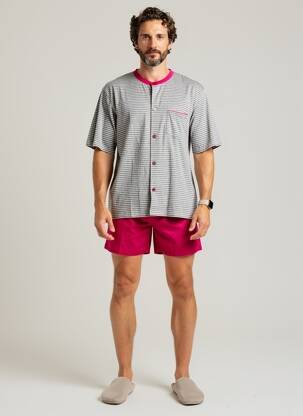 Pyjashort fermeture boutonnée sur le devant gris ROSE POMME homme