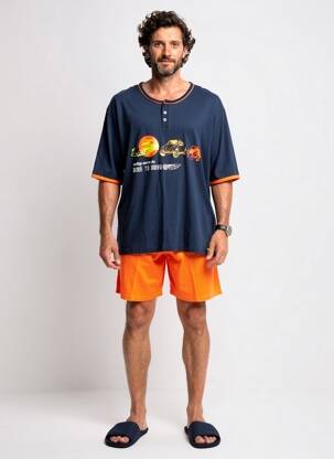 Pyjashort fermeture boutonnée sur le devant bleu ROSE POMME homme