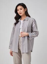 Chemisier imprimé fantaisie manches longues gris ZHENZI femme