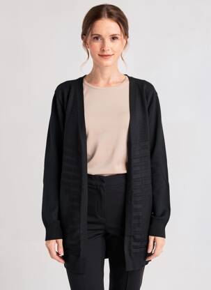 Gilet manches longues col v noir CHRISTY femme
