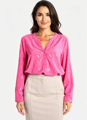 Blouse imprimé fantaisie manches longues rose CHRISTY femme