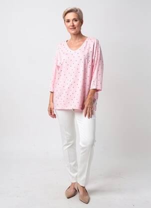 Top imprimé fantaisie manches longues rose ZHENZI femme