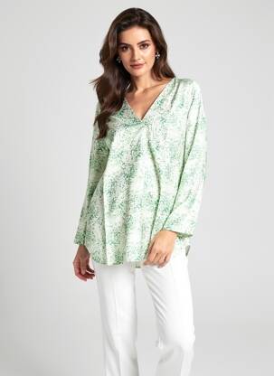 Blouse imprimé fantaisie manches longues vert CHRISTY femme